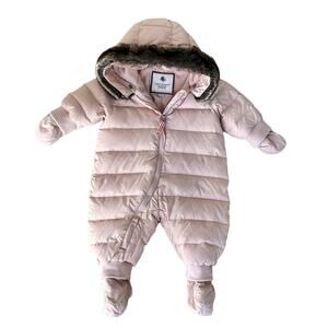 Petit Bateau France Baby Girl Snowsuit Down Filled Bunting Blush Pink 6 Months